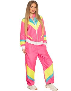 Neon Rosa 80-talls Grilldress med Lommer til Dame