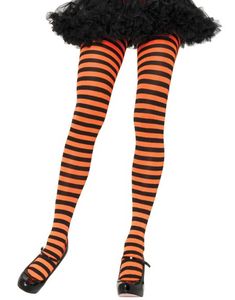 Stripete Svart og Orange Strømpebukse