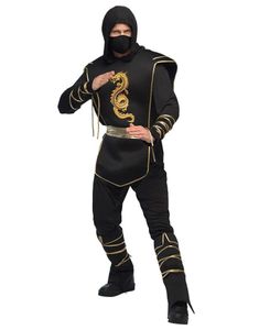 Svart og Gullfarget Ninjakostyme til Herre