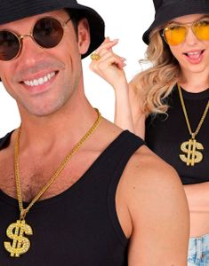 Strass Dollar - Gullfarget Smykke med Bling