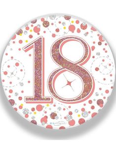 18-Års Feiring Rosegull Holografisk Stor Button