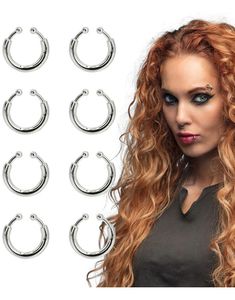 Sett med 8 stk Fake Piercing