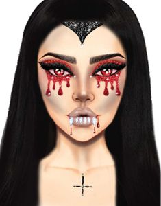 Selvklebende Ansiktsjuveler – Vampyr Rød/Svart
