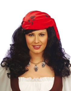 Piratparykk med Hodeskjerf og Krøller - Svart