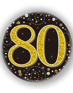80-års Feiring Svart og Gullfarget Pin/Badge