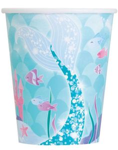 8 stk Pappkopper med Havfrue Tema 270 ml