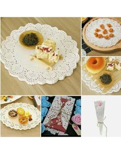 40 stk Runde Blondemønstrede Kakeservietter/Underlag i Papir 21,5 cm