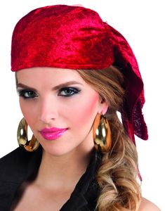 Rød Pirathatt med Fløyel og Knyting