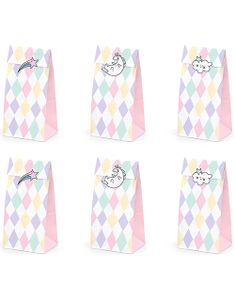 6 stk Godteposer med Klistremerker - Magisk Enhjørning