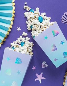 6 stk Ombre Popcornbegere med Iriserende Sjømotiv