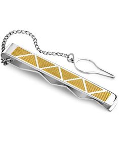 Sølv- og Gullfarget Slipsnål med sikk-sakk Striper