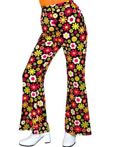 60's Svarte Kostymebukse med Fargerike Blomster til Dame