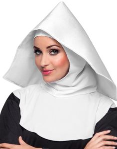 Hvitt Nonne Hodeplagg med Halsklede