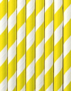 10 stk Gule Stripete Sugerør