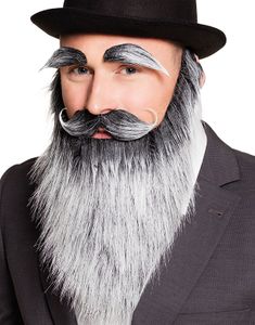 Grått og Svart Sett med Skjegg, Bart og Øyenbryn