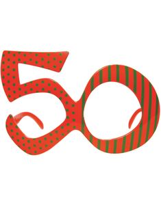50 År - Orange Bursdagsbriller med Striper og Prikker