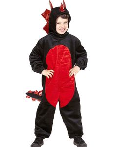 Svart og Rødt Dragekostyme til Barn