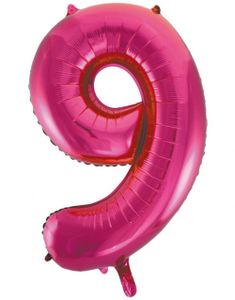 Tallet 9 - Rosa JUMBO Folieballong 86 cm