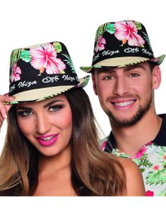 Beige Ibiza Stråhatt med Hawaii-Motiv