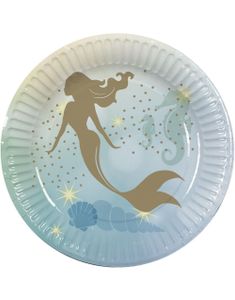 10 stk Papirtallerkener med Havfrue/Mermaid Motiv 23 cm