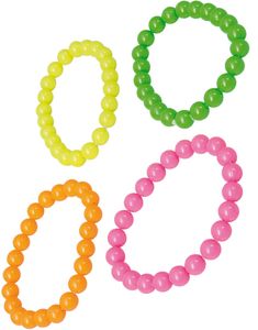4 stk Neon 80-talls Perlearmbånd