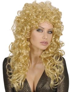 Pen Krøllete Lang Parykk i Blond