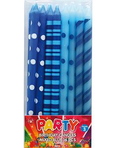 16 stk Blå Kakelys 13 cm