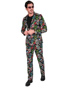 UV Glow Dia De Los Muertos Kostymedress til Mann