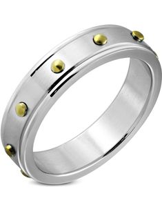 Sølvfarget Stålring med Gullfargede Nagler