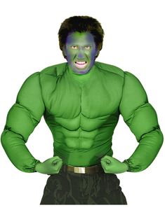 Hulken Inspirert Grønn Muskeldrakt til Voksen