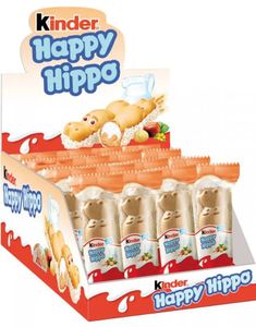 28 stk Kinder Happy Hippo Hasselnøtt Kjeks - Hel Eske 588 gram