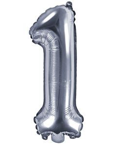 Tallet 1 - Sølvfarget 35 cm Folieballong