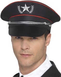 Svart Deluxe Militærhatt med Bånd