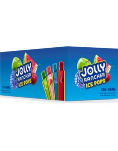 6 kg 120 stk Jolly Rancher Ice Pop - Saft-Is med 4 Assorterte Smaker - Hel Eske