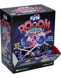 100 stk Fini Booom Pop Vampire - Kjempesur Kjærlighet med Tyggegummikjerne 1,6 kg - Hel Eske