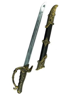 Svart og Gullfarget Piratsverd med Slire 51 cm