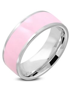 Barbie Girl - Sølvfarget Stålring med Rosa Bånd