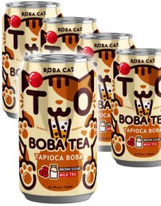 24 stk Boba Cat Brown Sugar Milk Tea - Popping Bubble/Boba Tea - Helt Brett 24x315 ml (Taiwan)