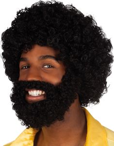 Afroparykk med Stort Skjegg