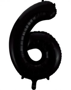 Tallet 6 - Svart JUMBO Folieballong 86 cm