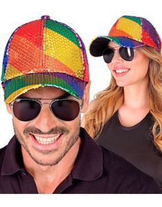 Regnbuefarget Caps med Paljetter