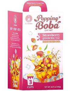 O's Bubble Popping Boba DIY Kit - Jordbær og Grønn Te 240 gram (Taiwan)