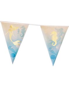 Banner med Vimpler og Holografisk Gullmotiv 4 meter - Mermaids