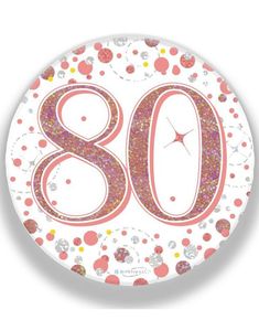 80-års Feiring Hvit og Rosegull Holografisk Pin/Badge