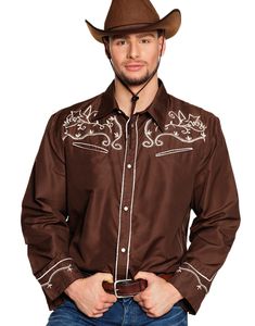 Brun Western Kostymeskjorte til Mann