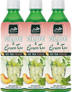 20 stk Tropical Aloe & Grønn Te 'Ice Tea Peach' Leskedrikk 500 ml - Hel Eske