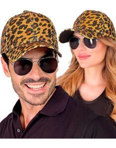 Leopardmønstret Caps med Gullpaljetter