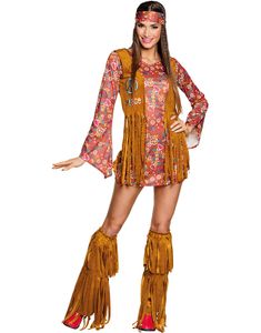 Brunt Hippiekostyme til Dame med Frynser