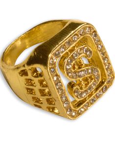 Gullfarget Dollar-Ring med Bling