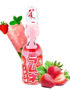 Hata Ramune Strawberry - Brus med Jordbærsmak 200 ml (Japan Import)